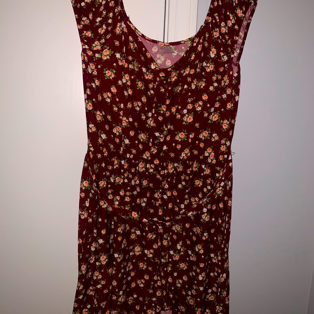 Maroon flowered dress